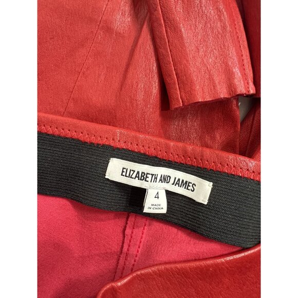 Elizabeth and James Skinny Bottom Zip Up Pants in Red Leather - Picture 3 of 3